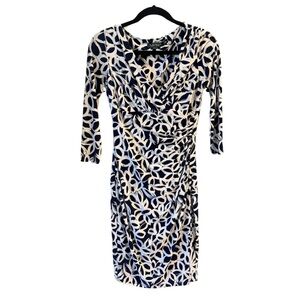 Lauren by Ralph Lauren Navy Blue and White Dress Sz 4
